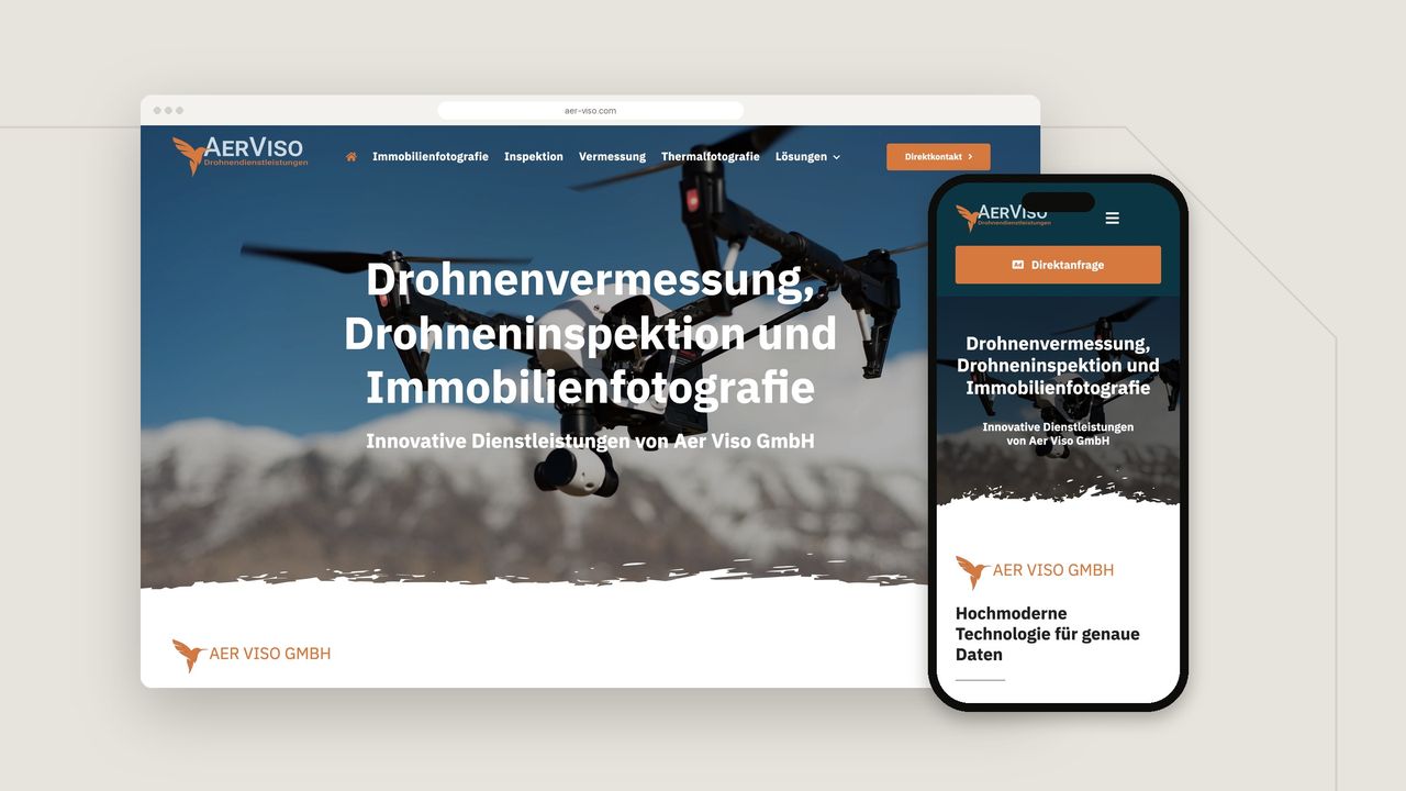 Website Aer Viso GmbH im Browser und auf dem Smartphone