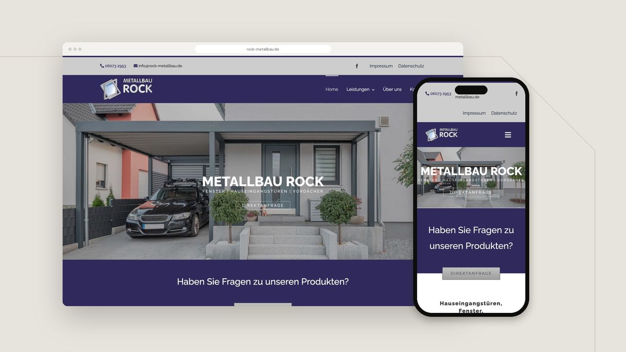Website Metallbau Rock im Browser und auf dem Smartphone