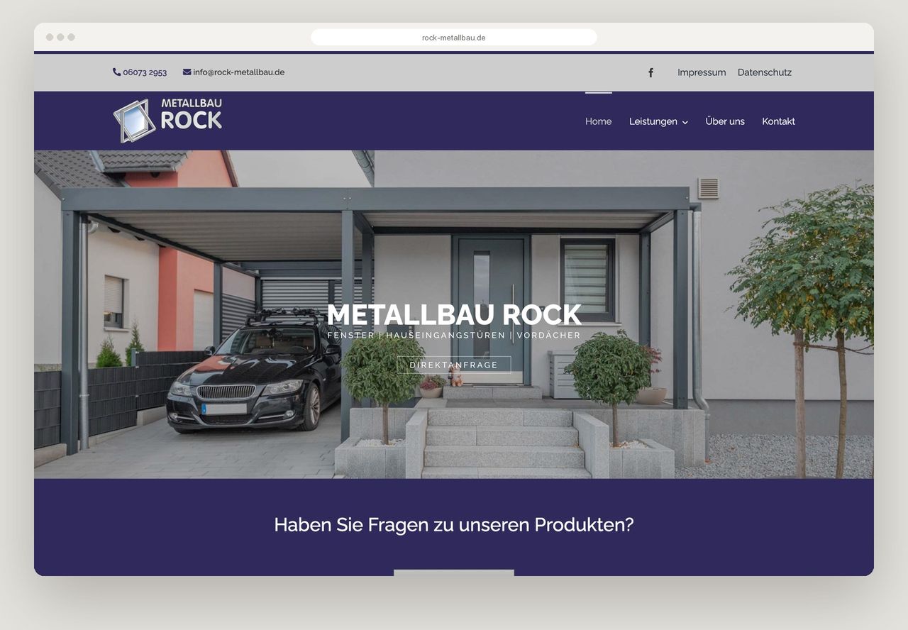 Desktop-Ansicht der Website Metallbau Rock