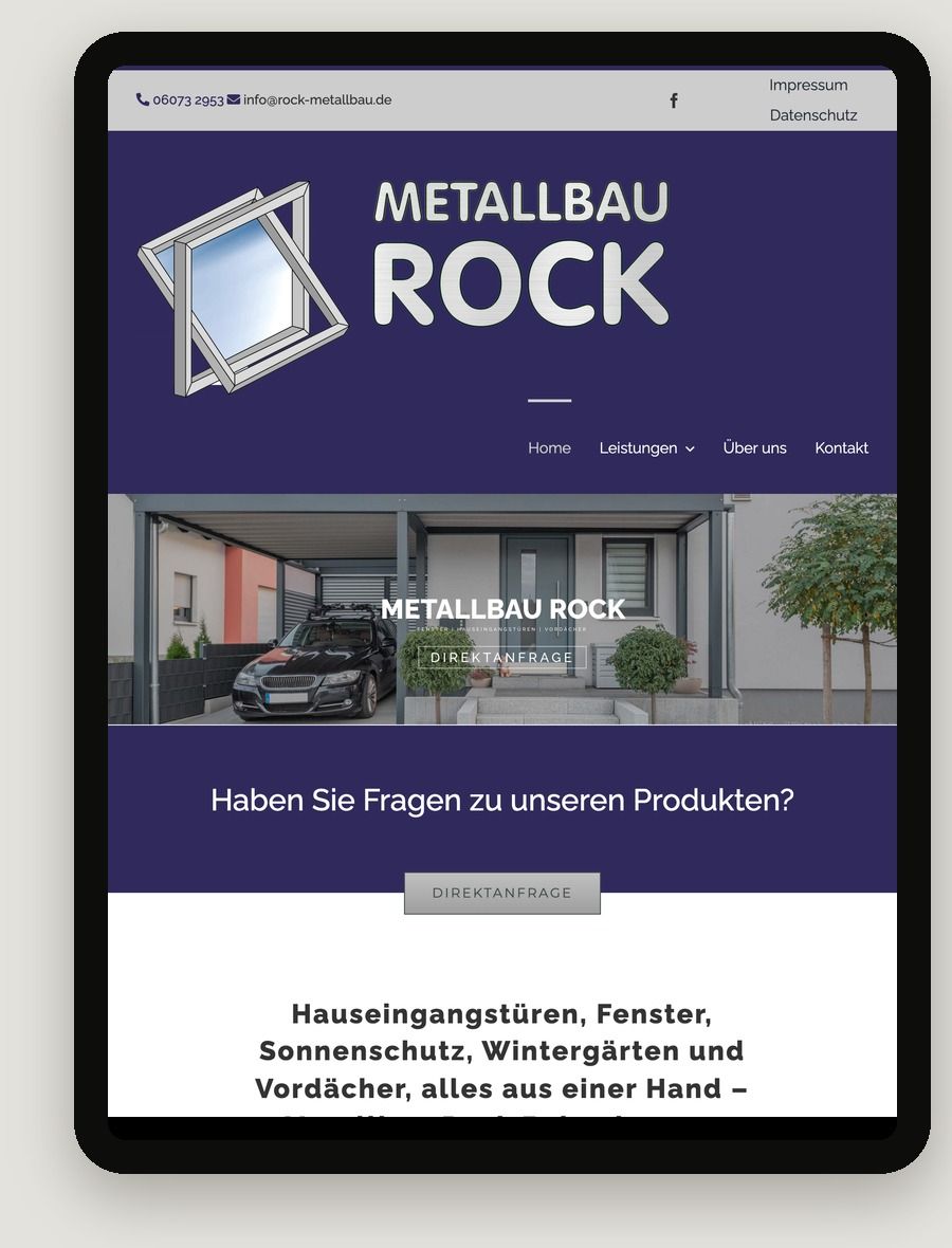 Tablet-Ansicht der Website Metallbau Rock