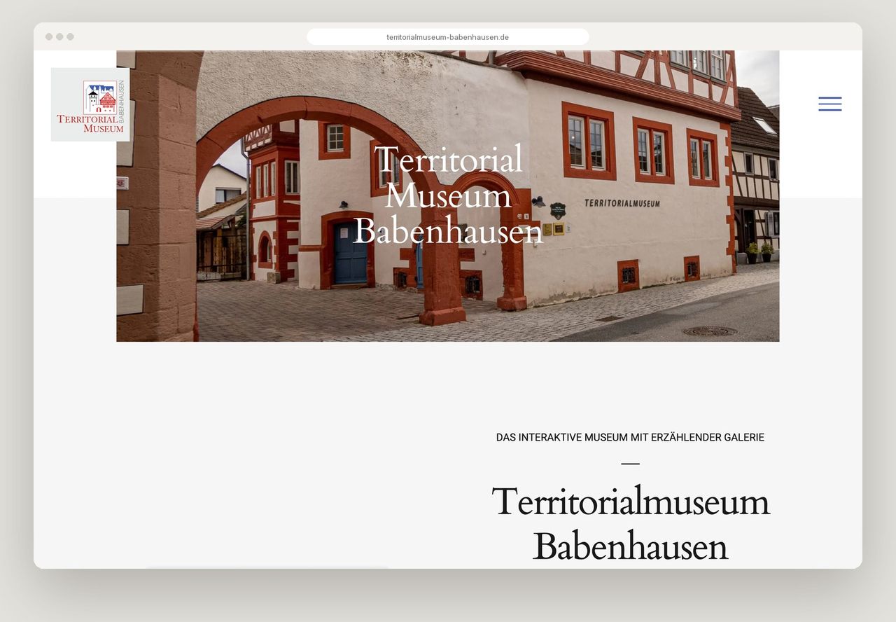 Desktop-Ansicht der Website Territorialmuseum Babenhausen