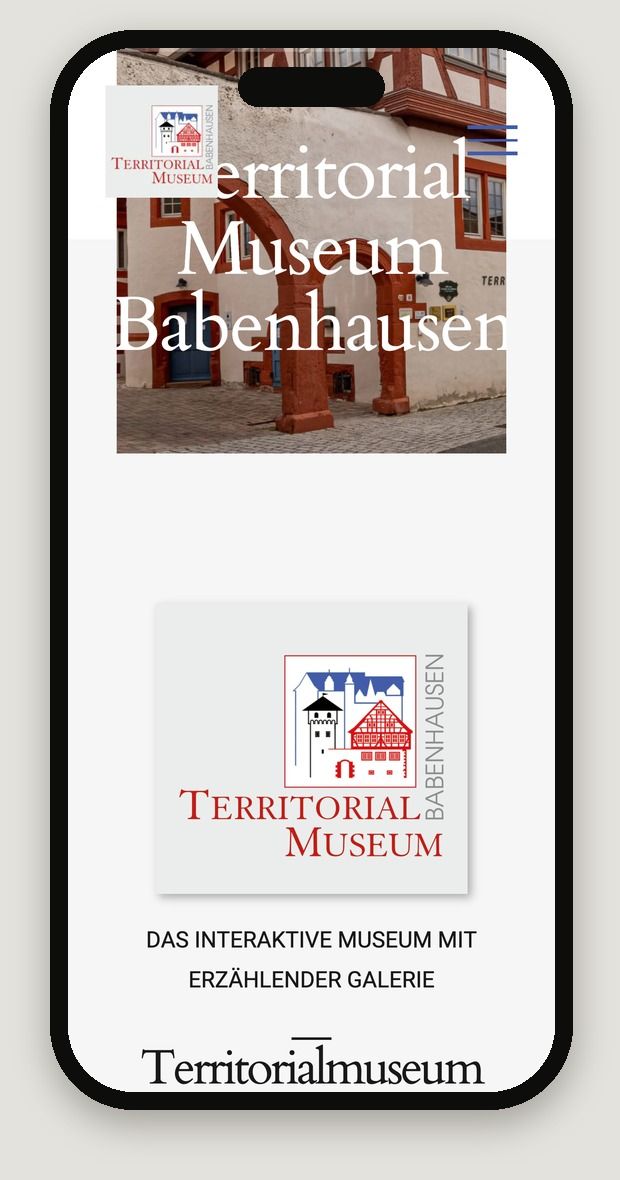 Smartphone-Ansicht der Website Territorialmuseum Babenhausen