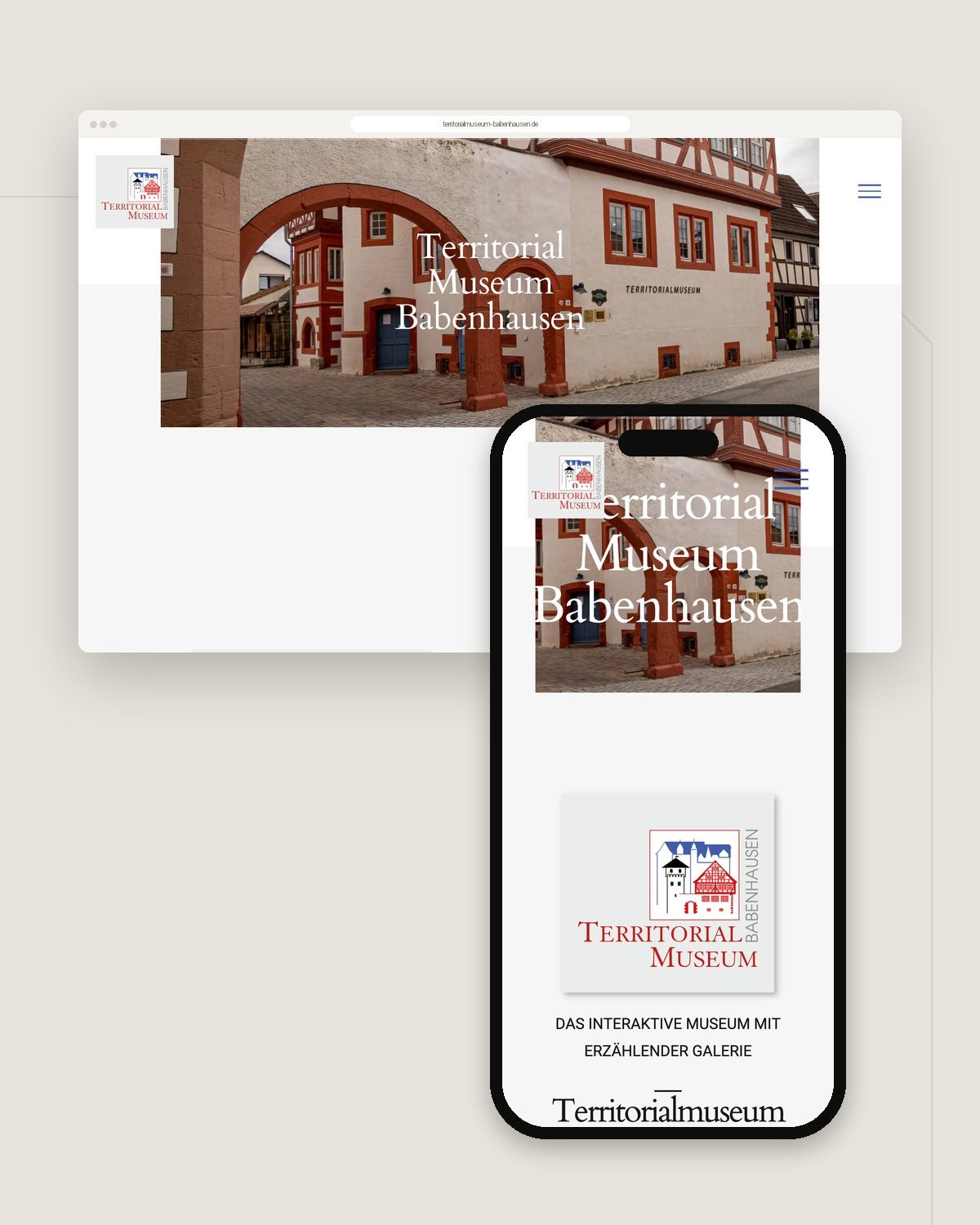 Website von Territorialmuseum Babenhausen in der Desktop- und der Smartphone-Ansicht