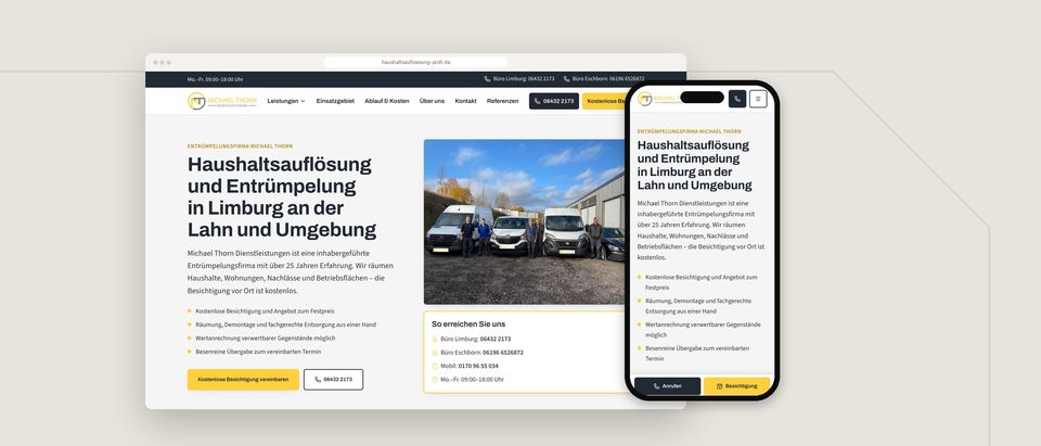Startseite von schwarzer-knick.de im Browser und auf dem Smartphone