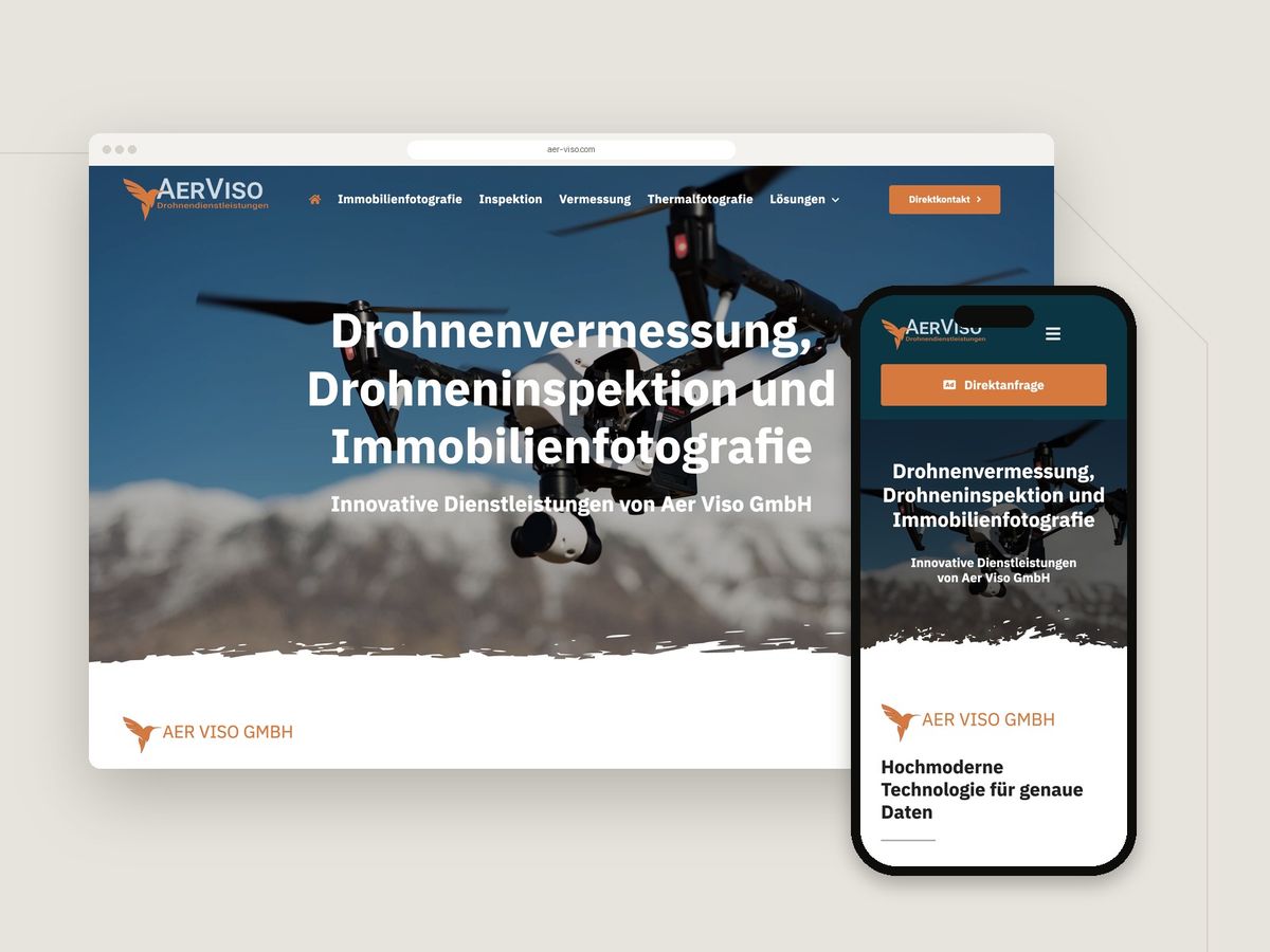Website Aer Viso GmbH im Browser und auf dem Smartphone