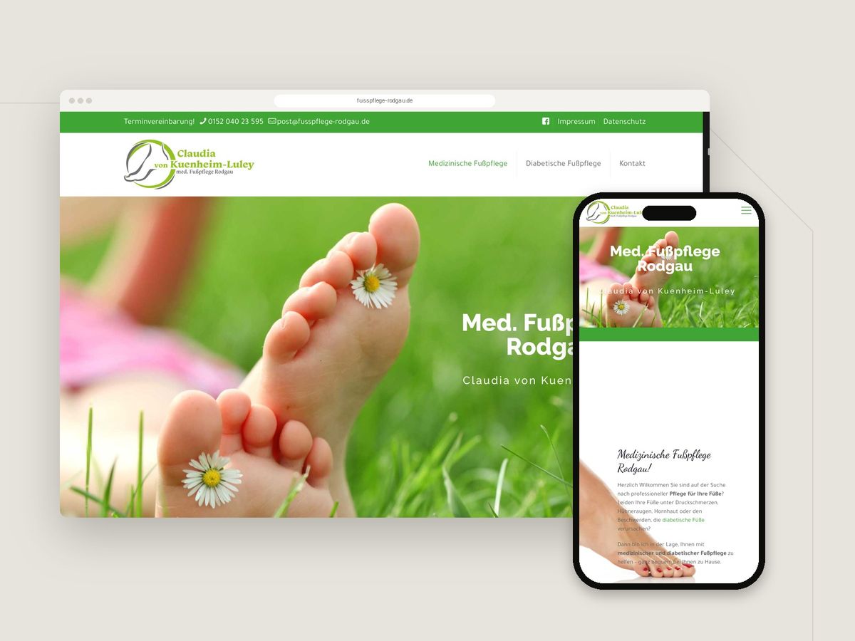 Website Mobile Fußpflege Rodgau im Browser und auf dem Smartphone