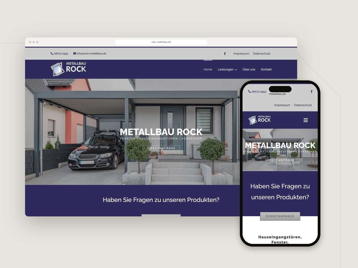 Website Metallbau Rock im Browser und auf dem Smartphone