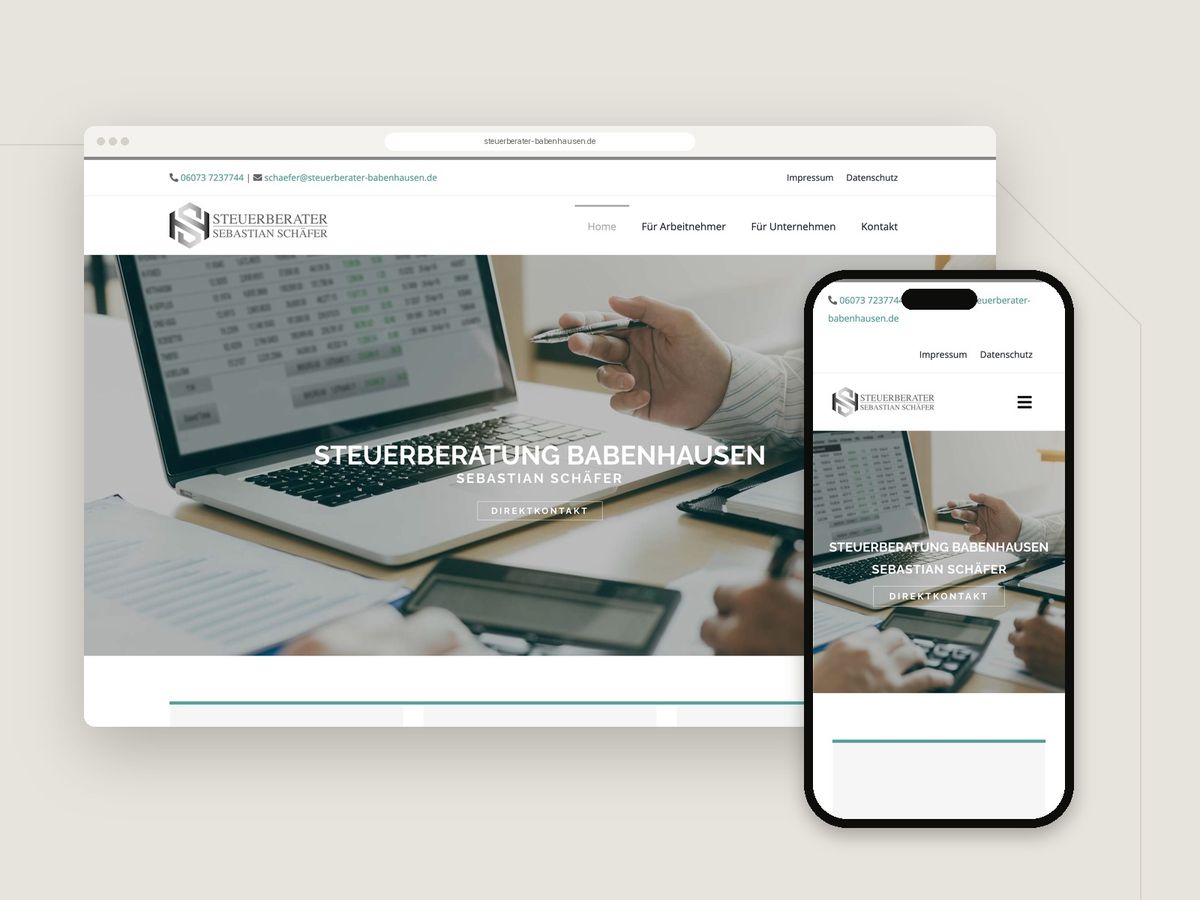 Website Steuerberater Babenhausen im Browser und auf dem Smartphone