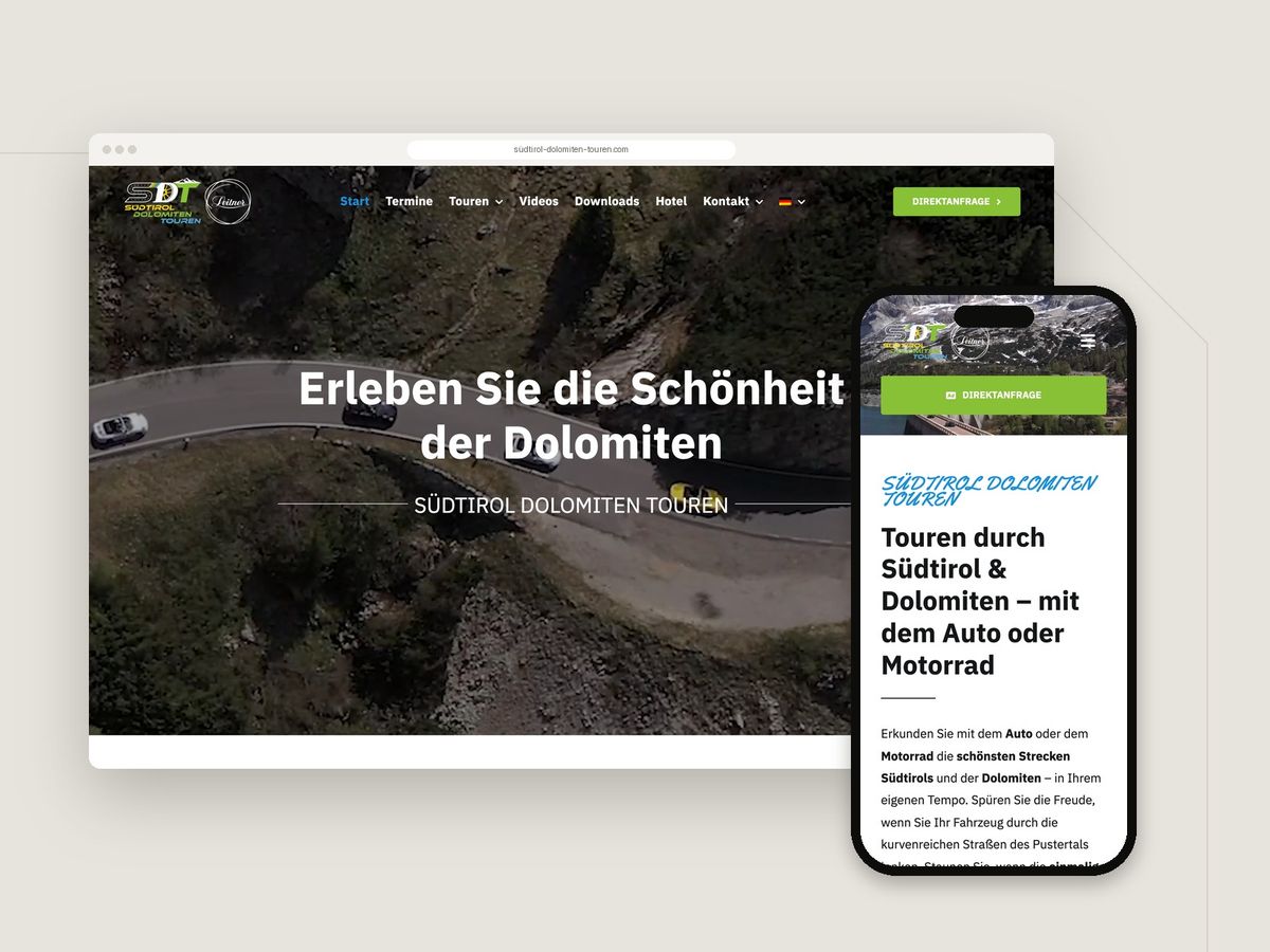 Website Südtirol Dolomiten Touren im Browser und auf dem Smartphone