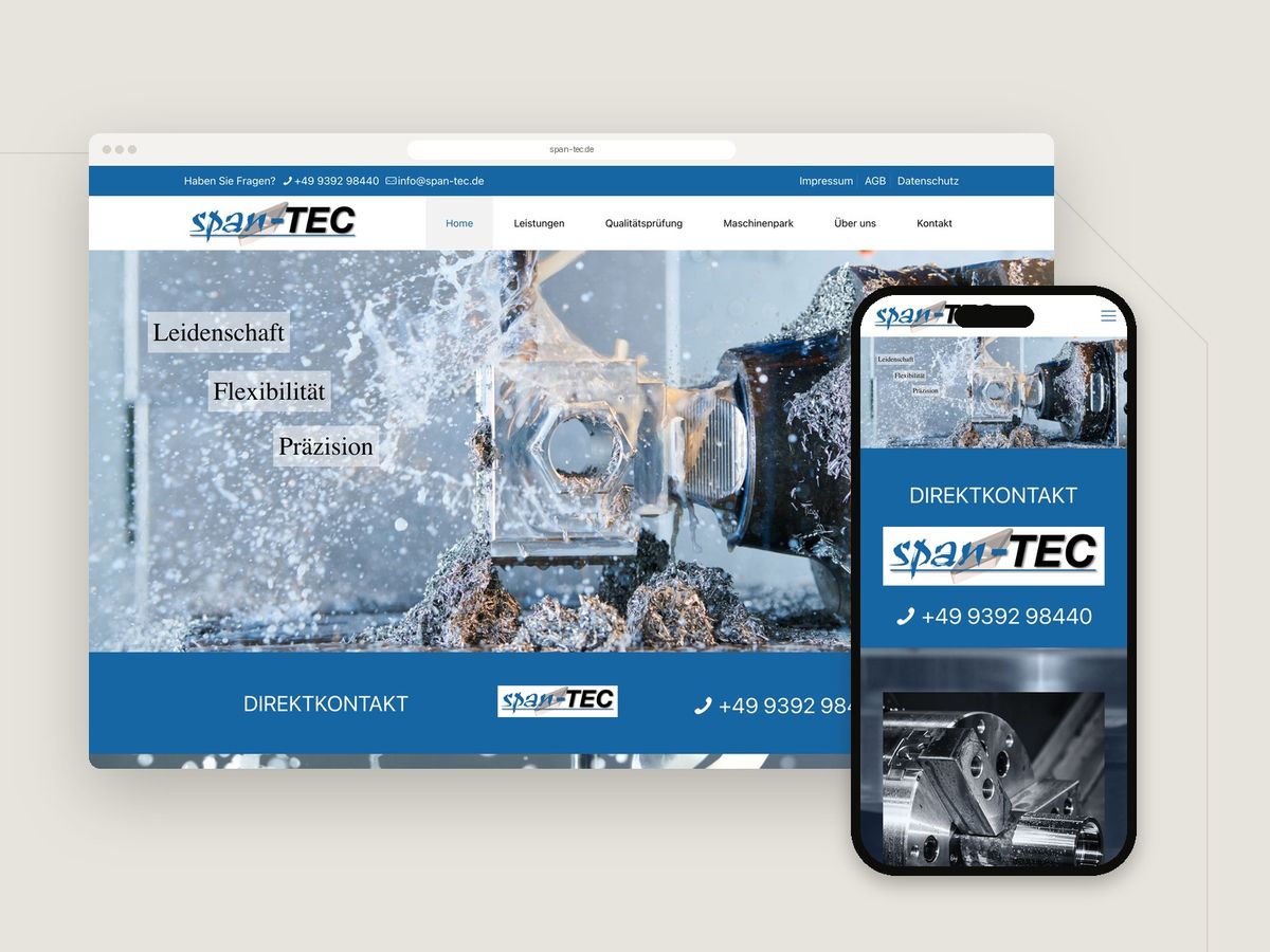 Website für Span-Tec GmbH & Co. KG (Industrie & Metall) im Browser und auf dem Smartphone