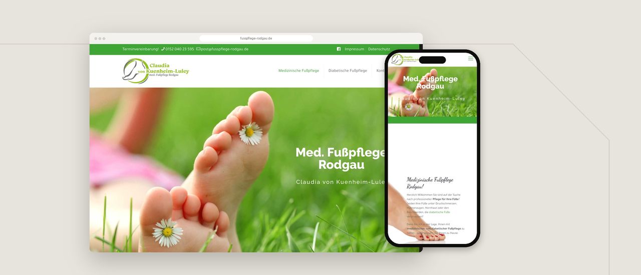 Website Mobile Fußpflege Rodgau im Browser und auf dem Smartphone