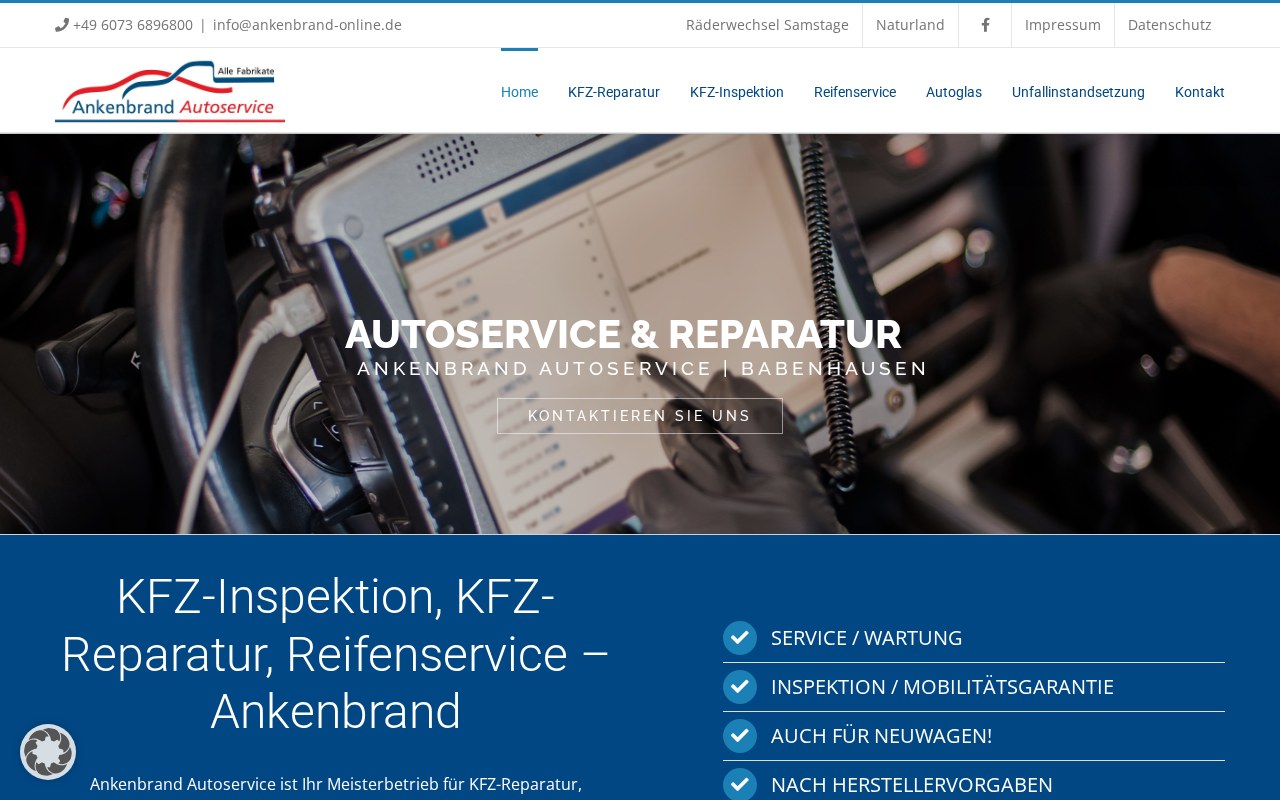 Startseite der Website von Ankenbrand Autoservice in Babenhausen