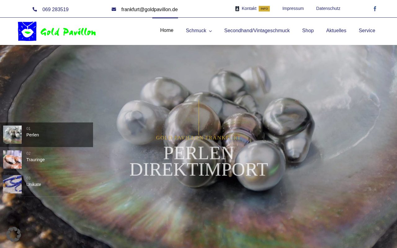 Startseite der Website des Gold Pavillon Frankfurt