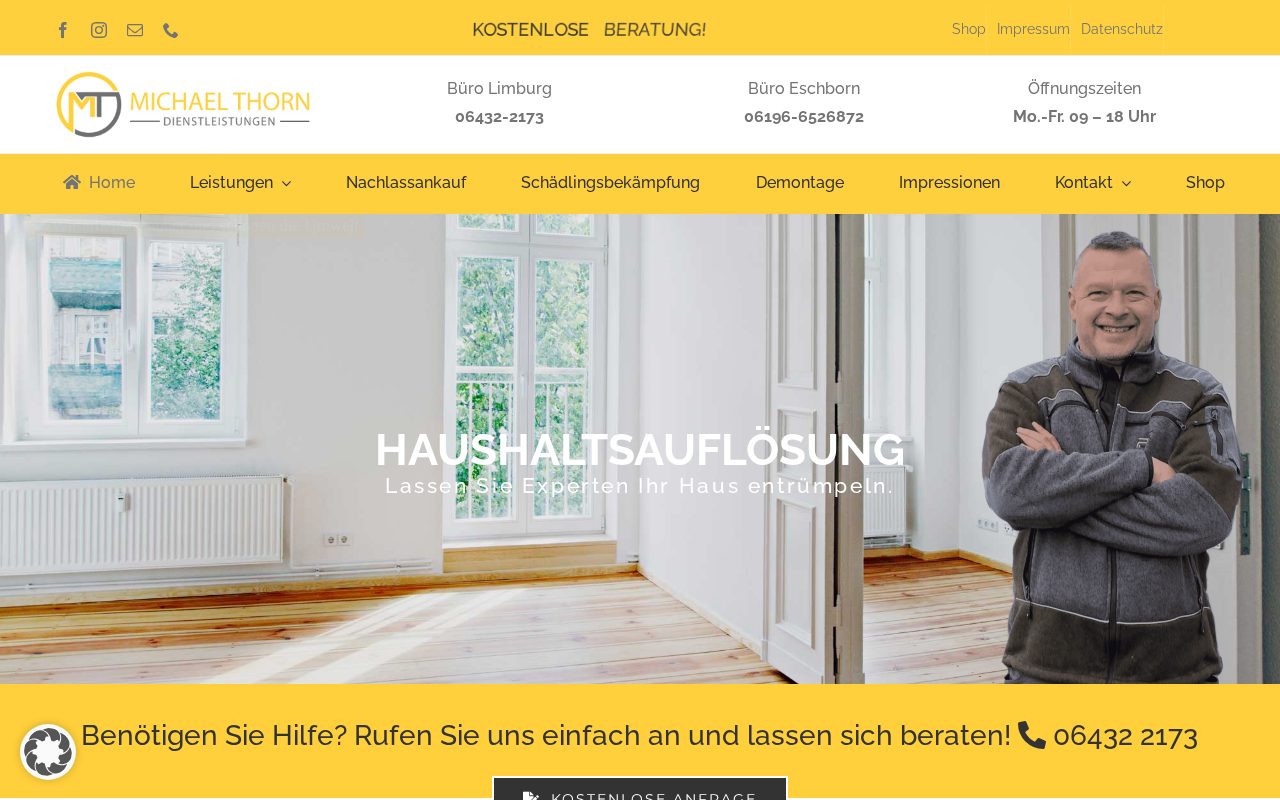 Startseite der Website von Haushaltsauflösung Profi (Thorn Dienstleistungen)