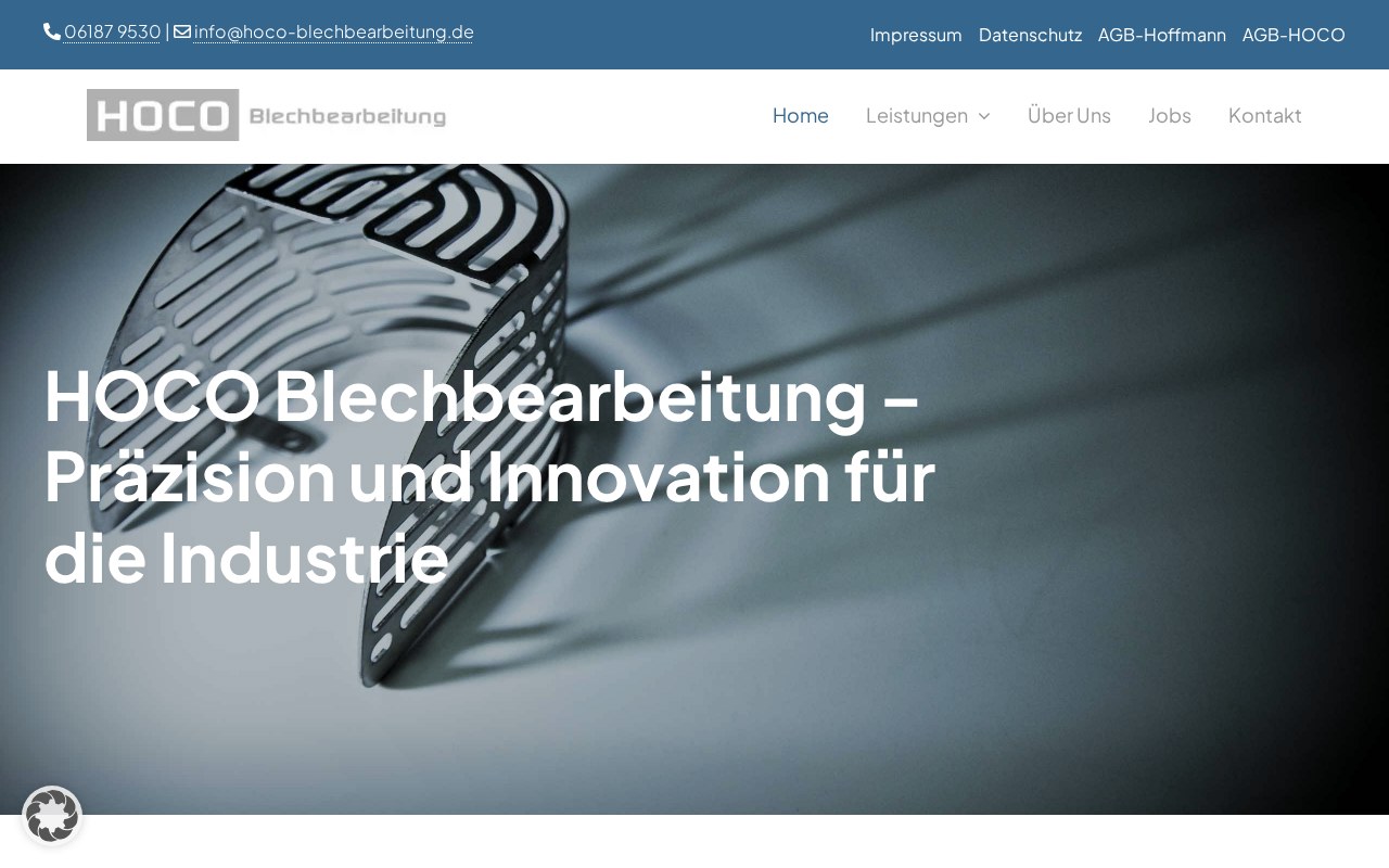 Startseite der Website von HOCO Blechbearbeitung