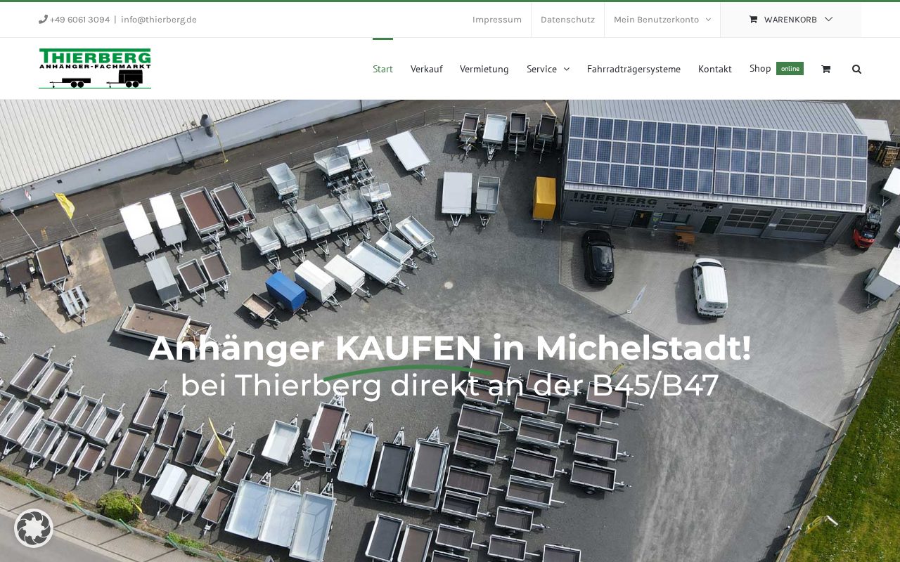 Startseite der Website von Thierberg Anhänger