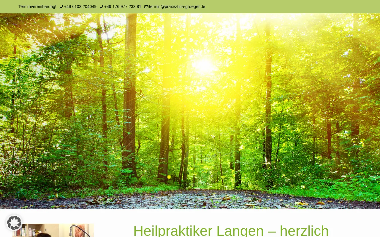 Startseite der Website der Praxis für Naturheilkunde Tina Gröger