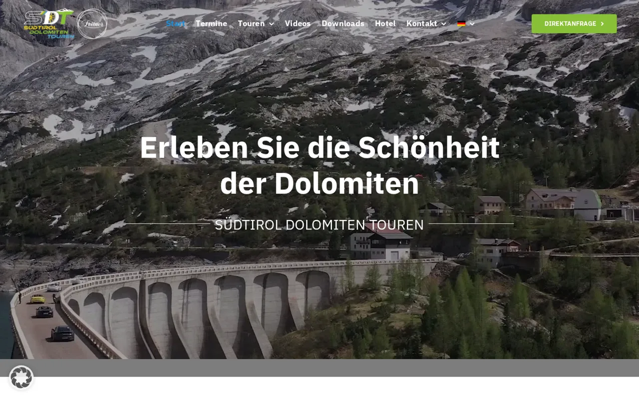 Startseite der Website von Südtirol Dolomiten Touren