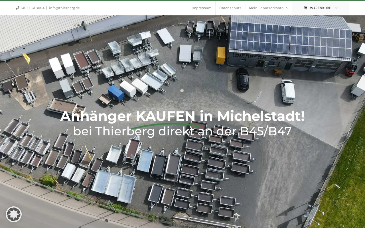 Startseite der Website von Thierberg Anhänger