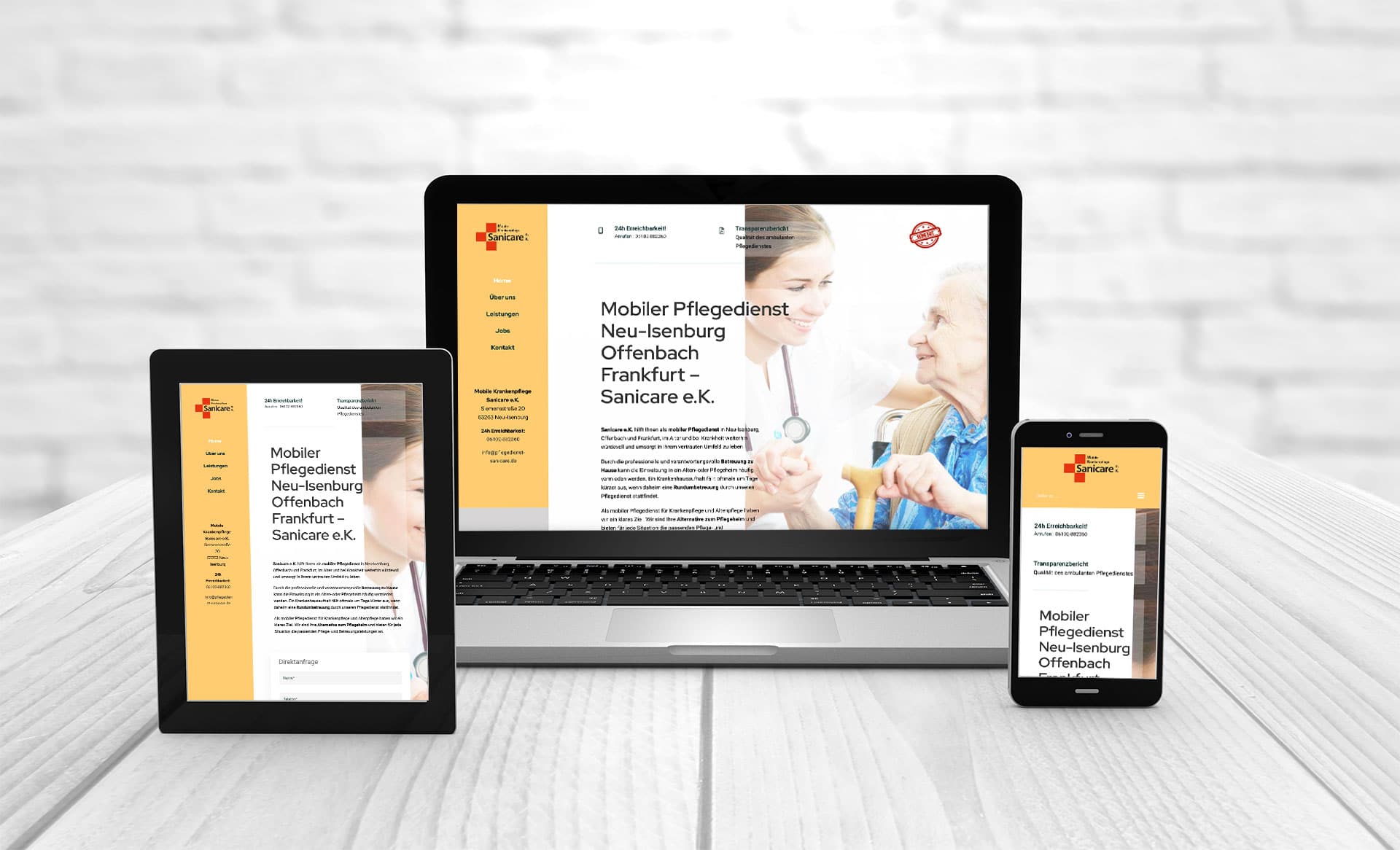 Professionelles Webdesign Webseite erstellen Pflegedienst Sanicare